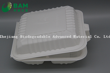 Fully Biodegradable Multi 3 Compartment Disposable Plastic Food Container Compostable Sugarcane Plant Fiber Take-Away Food Containers