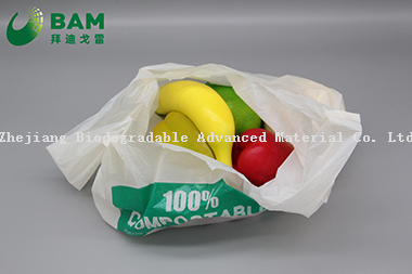 Sustainable Packing 100% Biodegradable Custom Reusable Printed Plastic Supermarket Shopping Takeaway T-Shirt Bags for Food Fruit Vegetable