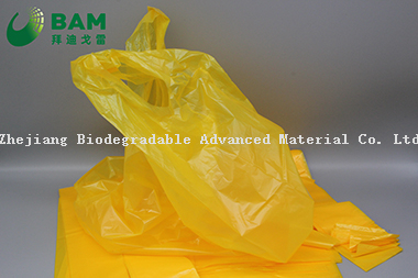 Sustainable Packing Biodegradable Tie Handle Custom Color Plastic Supermarket Shopping T-Shirt Bags for Vegetables Fruit Eco Friendly Plastic Garment Bags
