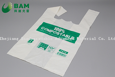 Sustainable Packing 100% Biodegradable Custom Reusable Printed Plastic Supermarket Shopping Takeaway T-Shirt Bags for Food Fruit Vegetable