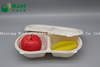 2 Compartments Fully Biodegradable Compostable Sugarcane Plant Fiber Takeaway Food Containers for Bun Dessert Fruits