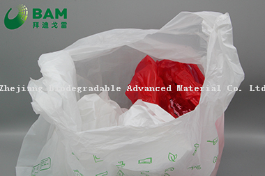 Sustainable Packing Biodegradable Plastic Co- Friendly Tie Handle Custom Color Supermarket Shopping Vegetables Fruit Carrier T-Shirt Bags