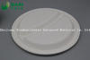 Fully Biodegradable Dividing 2 Compartment Compostable Sugarcane Plant Fiber Bakery Takeaway Food Package Round Plate for Dessert Cake