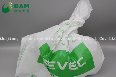 Sustainable Packing Biodegradable Plastic Co- Friendly Tie Handle Custom Color Supermarket Shopping Vegetables Fruit Carrier T-Shirt Bags