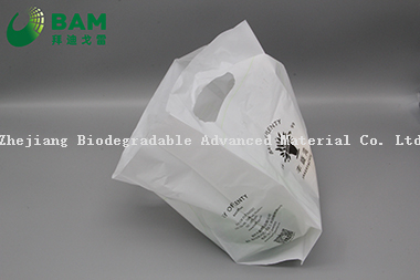 Sustainable Packing Biodegradable Tie Handle Custom Color Plastic Supermarket Shopping T-Shirt Bags for Vegetables Fruit Eco Friendly Plastic Garment Bags