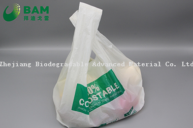 Sustainable Packing 100% Biodegradable Custom Reusable Printed Plastic Supermarket Shopping Takeaway T-Shirt Bags for Food Fruit Vegetable
